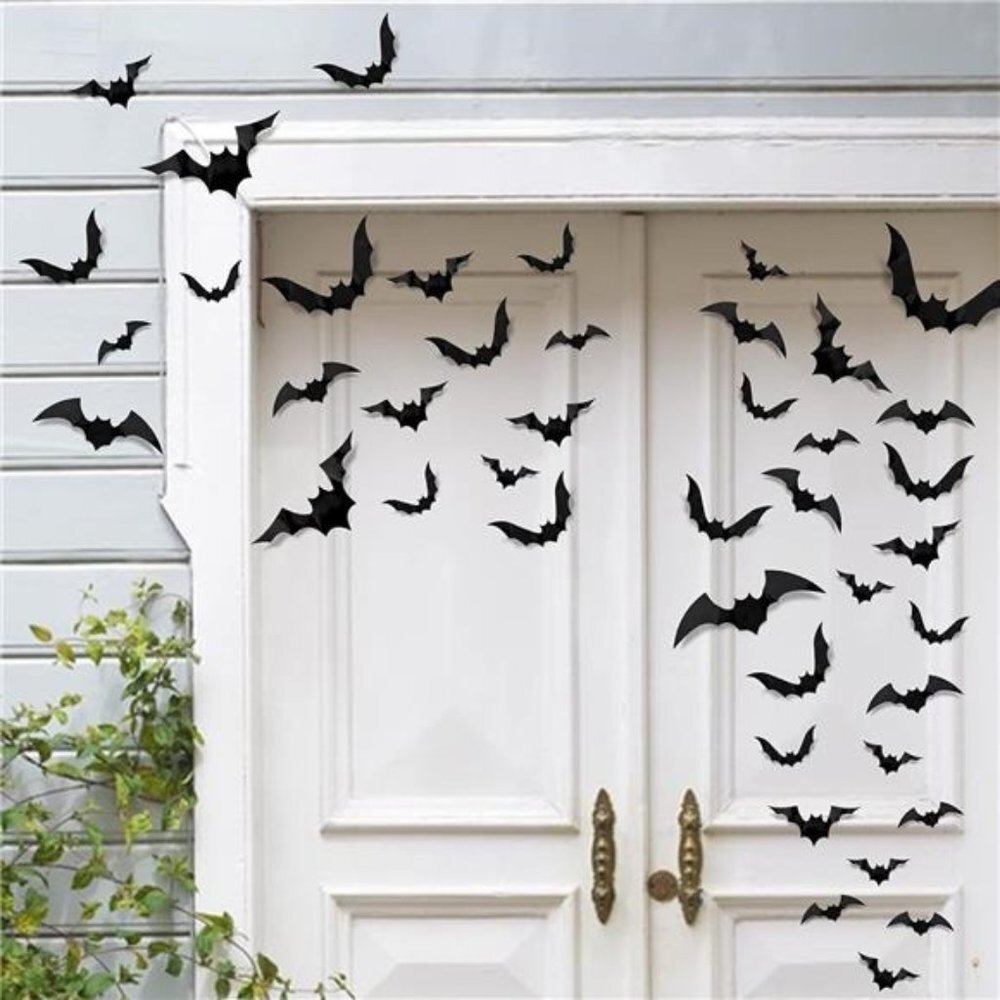 Halloween Decorations 3D, Scary Bats Wall Stickers Set, 88 Pcs 4 Sizes